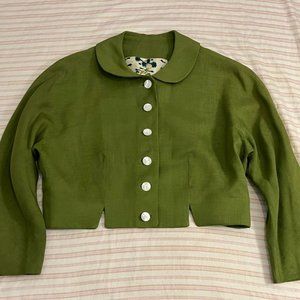Vintage 1950s Green Cropped Jacket - Size Medium